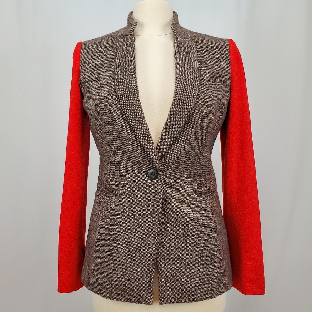 Cremieux Women's Wool Blend Lined Blazer Size 4 Brown And Red